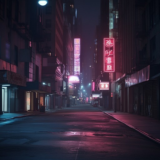 An instrumental k pop track featuring haunting synths and deep bass lines, building an ominous mood evoking whispers in a futuristic city's dark corners