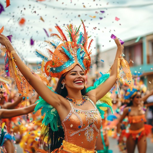 A radiant and energetic fusion of brazilian samba's rhythmic pulse and lively jazz melodies, designed to uplift spirits and evoke a sense of celebration.