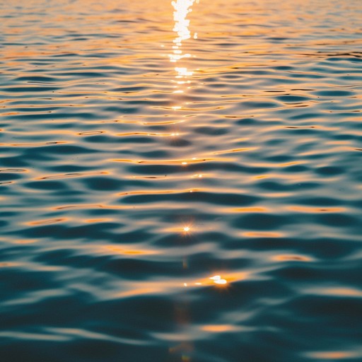 The gentle lapping of crystal clear water shimmers and sparkles as the warm golden rays of the sun illuminate the tranquil surface. Soft, soothing melodies drift and sway, capturing the mesmerizing beauty and peaceful serenity of sunlight playing upon the undulating waves.