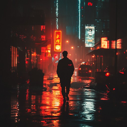 Experience a moody journey through rainy urban landscapes with deep, atmospheric beats, reflective melodies, and melancholic undertones. The track evokes the essence of a city night, illuminated by neon glow and echoing footsteps, blending bustling energy with serene introspection.