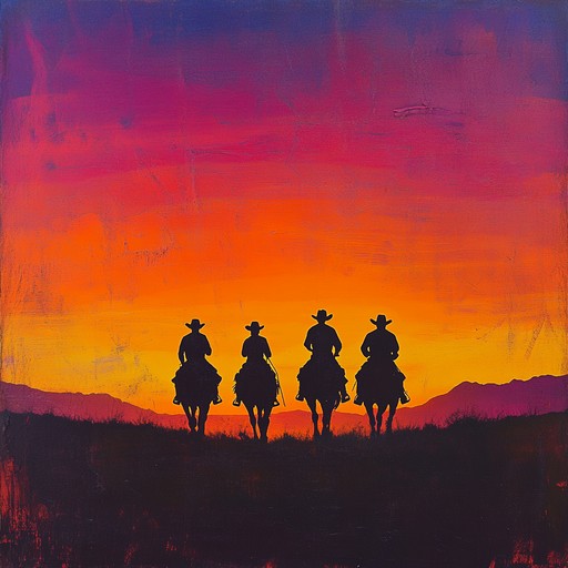 A calming, sentimental instrumental that paints a vivid picture of cowboys journeying through dusty trails at sunset. This piece, with its exquisite acoustic guitar melodies, brings to life the reflective and tranquil moments of the wild west, making listeners yearn for the simplicity of bygone days