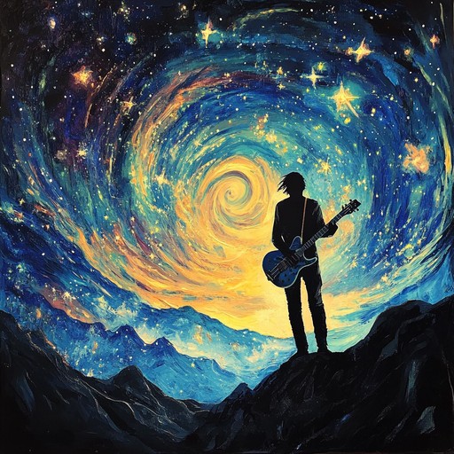 An instrumental heavy metal composition combining aggressive riffs with dreamlike melodies, evoking a voyage through the cosmos