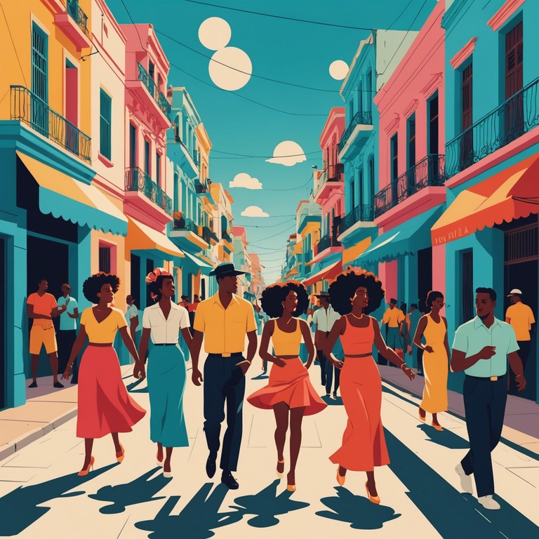 This composition captures the essence of a sunny day in havana, overflowing with energetic afro cuban beats and vibrant percussion rhythms that evoke a sense of celebration and street dance joy. The music crescendos with lively tempo changes and a mesmerizing conga performance, making it impossible to stand still.