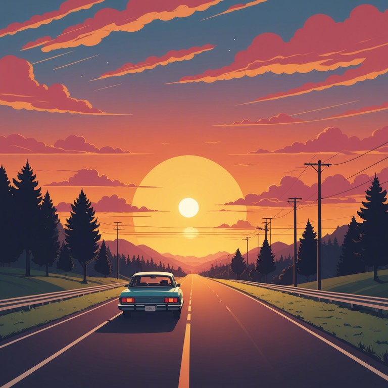 This track weaves a tapestry of dusk lit adventures and serene passages through soft rock influences, perfect for a wind down road trip or a contemplative evening. The arrangement centers around smooth electric guitar riffs that intertwine with gentle percussion, creating a soundscape that's both uplifting and calming.