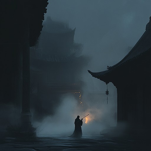 An instrumental piece that blends haunting melodies from the shakuhachi, creating an unsettling atmosphere reminiscent of ancient rituals lost in the shadows of history.