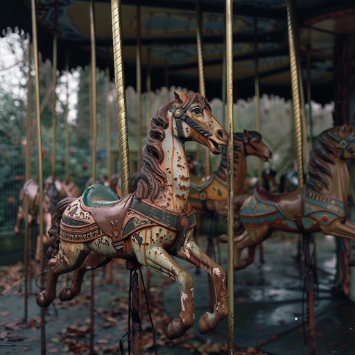 Vividly depicting an abandoned carnival with distorted calliope and sinister chimes. The piece induces unease, enhanced by unexpected eerie sound effects, making it ideal for horror scenarios.