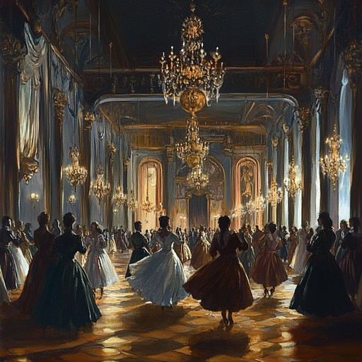 An instrumental piece that transports the listener to a grand royal ballroom of the renaissance era. The composition showcases elegant harpsichord melodies intertwined with lush string arrangements. The majestic and regal atmosphere is heightened by grandiose dynamics and intricate harmonies, evoking the opulence and splendor of a historical courtly dance.