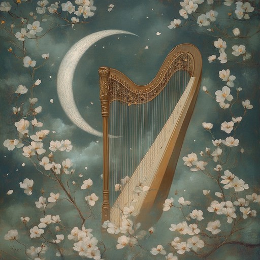 An instrumental journey where soft harp melodies intertwine with ambient layers, enveloping the listener in a romantic and dreamlike nocturnal serenity.