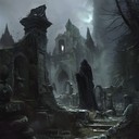 a haunting journey through the ruins of a cursed necropolis