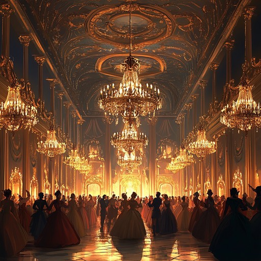 Experience the grandeur of a royal court celebration, with uplifting and joyful harmonies that capture the opulence and elegance of baroque era festivities. The majestic sound of the harpsichord leads the melody, accompanied by strings and ornamental wind instruments, evoking a sense of euphoria and regal splendor.