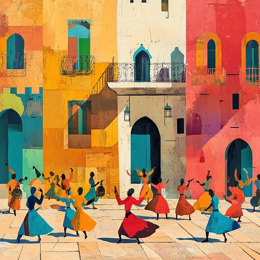 An energetic and uplifting instrumental piece that embodies the vibrant atmosphere of a moroccan festival in marrakech, featuring traditional rhythms and melodies that transport listeners to the bustling streets and colorful markets