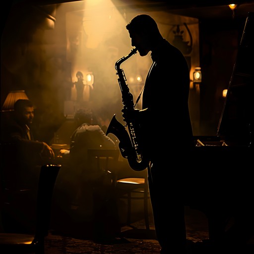 This instrumental jazz composition captures the essence of a melancholic evening, where shadows play on walls and memories linger. The piano leads with poignant melodies, accompanied by moody saxophone phrases and a gentle brush on the drums. It's an evocative exploration of bittersweet nostalgia and soulful reflection, perfect for a quiet night alone. The subtle bassline adds depth, making it a rich auditory experience.