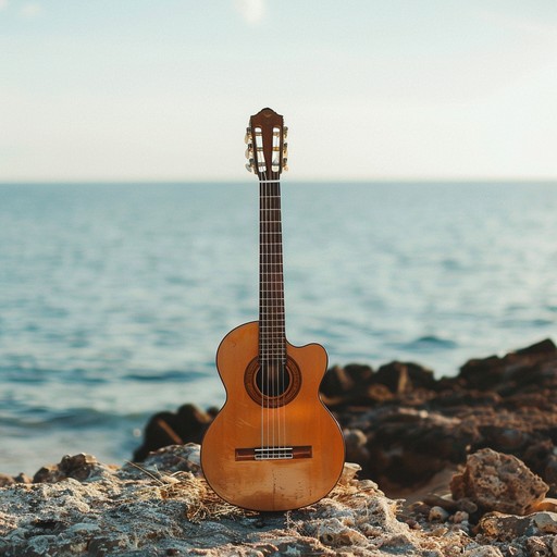A gentle guitar paints a picture of a solitary figure on a sun kissed beach, waves softly brushing the shoreline, evoking feelings of longing and a deep, unfulfilled love. The music carries an air of reminiscing about warm summer nights and distant, almost dreamlike memories of a past connection. Each strum of the guitar strings blends seamlessly with the sound of the ocean breeze, encapsulating the melancholy ambiance of a lost summer romance.
