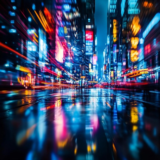 An instrumental trip hop track that combines energetic drum patterns with atmospheric synth layers, creating a dynamic soundscape that evokes the bustling energy of urban nights.