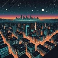 urban nightscape filled with pulsating rhythms