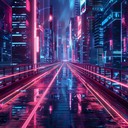 a tranquil journey through futuristic, neon lit cityscapes