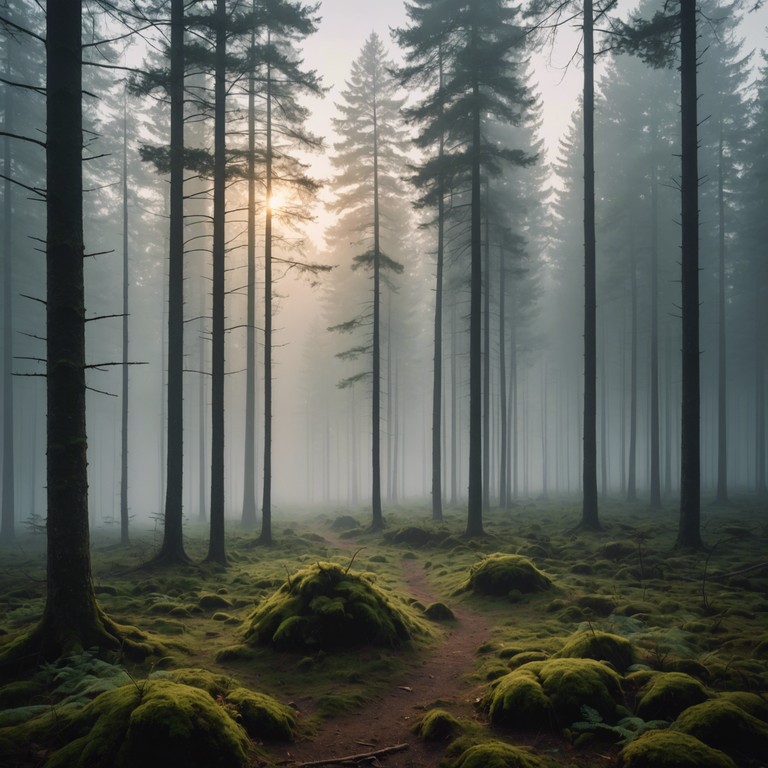 An evocative instrumental piece blending the tranquility of misty mountain landscapes with the dynamic, pulsating rhythms of drum n bass, creating a unique auditory experience that feels both calming and invigorating. This track utilizes the natural atmospheric sounds of a woodland area, integrated with fast paced drum rhythms, providing an innovative blend of peacefulness and energy.