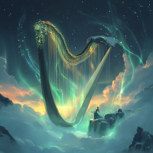 A tranquil instrumental track blending the delicate tones of the harp with the expressive melodies of the erhu, set against lush ambient textures, creating a soothing fusion that transports listeners to a peaceful, introspective state.