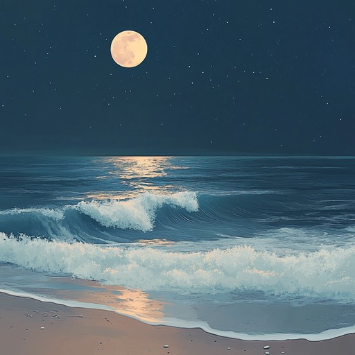 This alternative description emphasizes the gentle movement of ocean waves under the serene midnight sky, crafted to bring the listener into a deep state of calm and mindfulness.