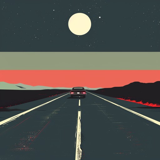 This instrumental track evokes the feeling of a midnight drive down an endless, starlit highway, with steady drum beats and powerful guitar riffs. This classic rock piece should feature a driving rhythm section and a prominent, wailing electric guitar solo that captures the spirit of freedom and adventure.