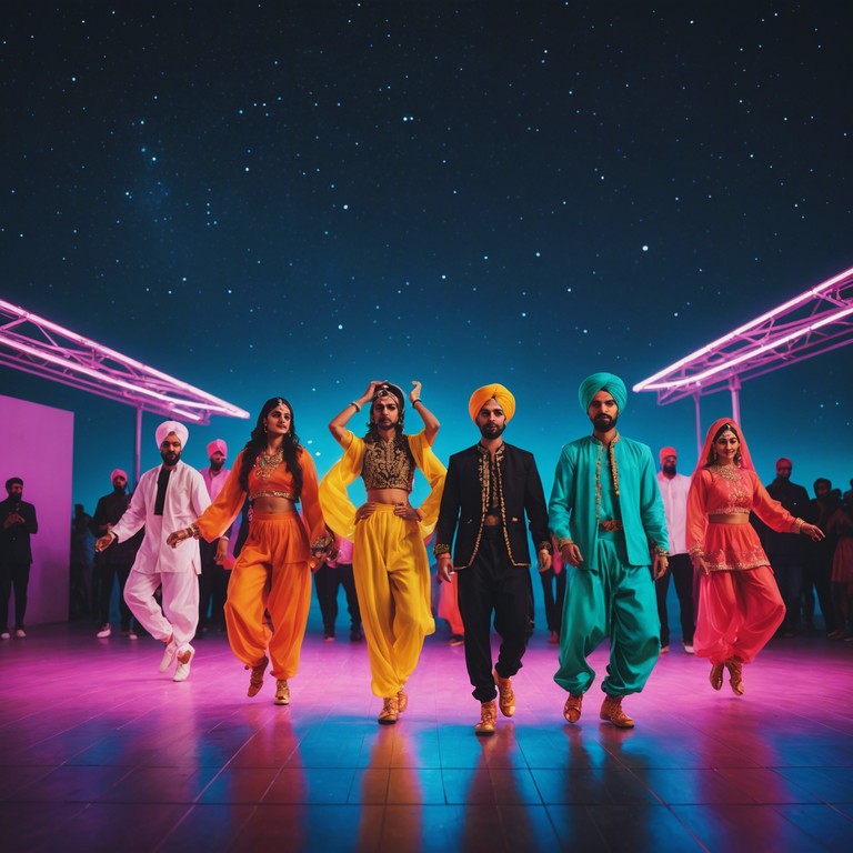 A seamless blend of classic bhangra rhythms with futuristic synth patterns, creating a new wave of dance music that respects tradition while looking ahead. Optimized for high energy performances and modern dance floors.