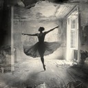 ethereal dance echoing through an abandoned, ghostly ballroom