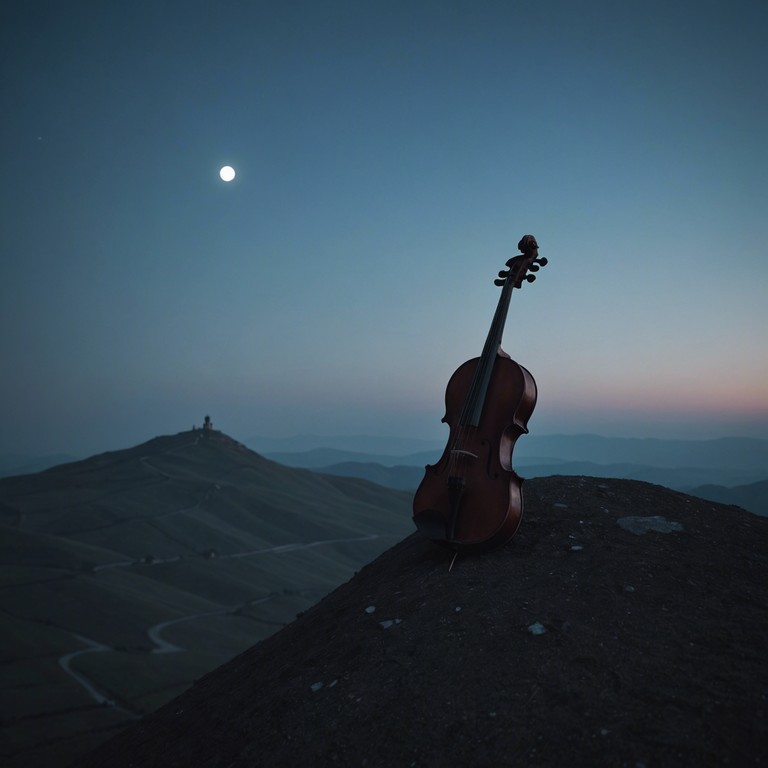 Immerse yourself in a transcendent, dreamlike soundscape where the gentle yet profound tones of a solo violin rise and swirl like mist under a lunar glow. This waltz, set in a 3/4 time signature, captures the essence of moonlit serenity and introspective solitude, offering listeners a journey through enchanted celestial fields.