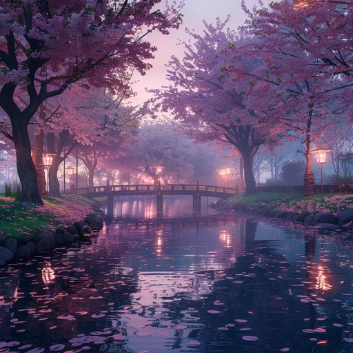 A soothing instrumental composition that captures the serene and delicate beauty of an evening under the cherry blossoms. The smooth flow of gentle melodies and harmonies creates a peaceful, calming atmosphere, encouraging introspection and relaxation. Ideal for unwinding after a long day, this track blends traditional japanese harmonics with modern pop sensibilities.