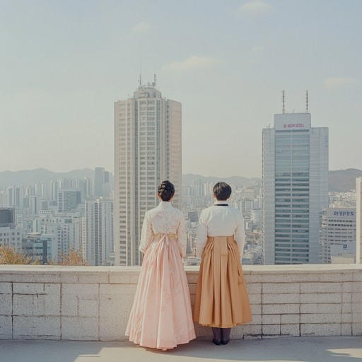 A seamless integration of seoul's historical grace and its contemporary pulse, this music piece uses traditional korean instruments to interpret the city's ongoing narrative, ever resonant and full of life.