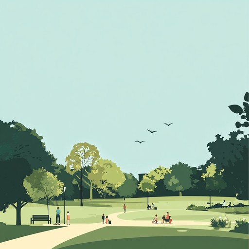 Imagine a warm, sunny afternoon in a peaceful park, where gentle breezes rustle the leaves and children laugh in the distance. The music flows effortlessly, light and airy, capturing the essence of carefree moments with friends and family. Perfect for unwinding and enjoying life's simple pleasures.