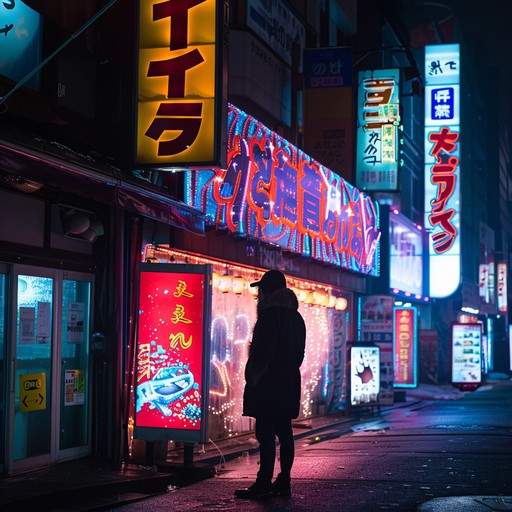 A reflective instrumental j pop synthwave piece, capturing the melancholy of tokyo nights. Its haunting melodies and driving electronic beats paint a vivid picture of a city that's both vibrant and isolating.