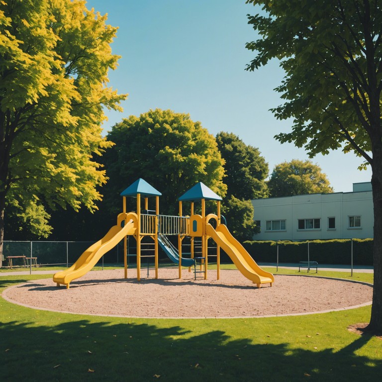 A cheerful and uplifting instrumental piece that evokes the joyful innocence of children playing together in a sunny park on a beautiful day. The melody is light, airy and carefree, reminiscent of the laughter and excitement of kids running around, swinging, sliding and having fun with friends.