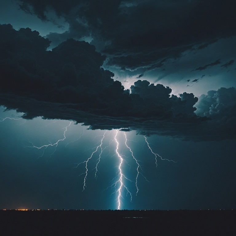 This track blends the hard hitting elements of metal with the rhythmic agility of drum and bass, creating a powerful soundscape that echoes the feeling of a thunderstorm. Intense drum beats are fused with deep bass lines, layered with metallic synth textures for an electrifying listening experience.