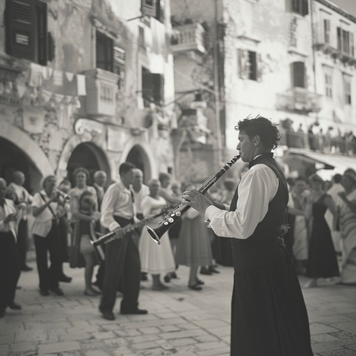 This sentimental klezmer piece captures deep emotions through soulful clarinet melodies. Evoking a strong sense of nostalgia, the song transports listeners to a bygone era, blending joy and melancholy seamlessly.