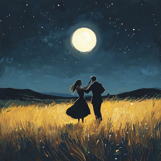 A soothing and romantic waltz that embodies the tranquil beauty of an evening in open fields. The gentle piano melody combined with subtle soulful stomps creates an intimate mood perfect for lovers under the twilight sky. Deep harmonic progressions blend seamlessly with the serene sounds of nature, making it ideal for setting a romantic ambiance