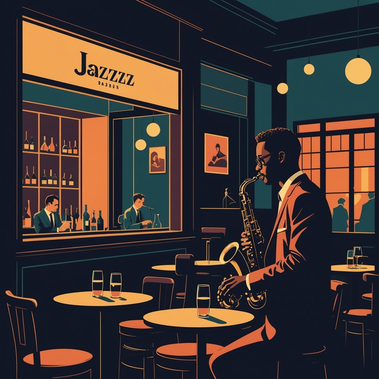 Delve deeper into the night with a saxophone driven journey through intoxicating smooth jazz. The ambiance exudes a sophisticated romance, filling the air with a sentimental and introspective charm. It's an ideal melody for unwinding or creating a moment of connection in an understated, classy setting.