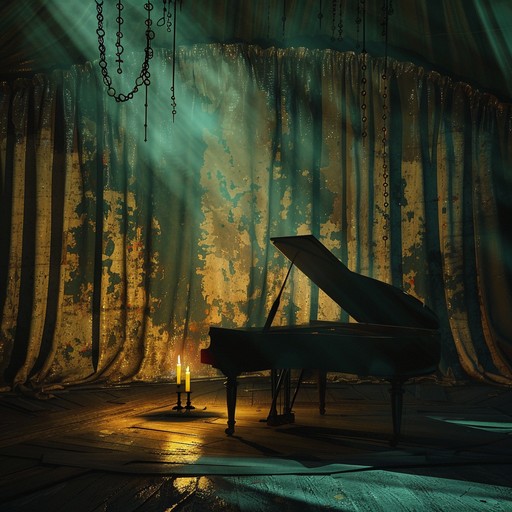 A haunting piano piece drawing listeners into an eerie midnight carnival atmosphere filled with brooding introspection and shadowy figures. The dark cabaret mood sets the tone for deeper reflection on life's ephemeral beauty and its haunting mysteries.