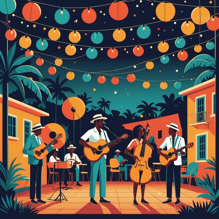 This track encapsulates the essence of a lively cuban dance hall during a festival, with the trumpet leading a dynamic ensemble that complements the sultry night air. The music combines elements of traditional mambo with contemporary touches, infusing the composition with both nostalgia and a fresh, invigorating vibe