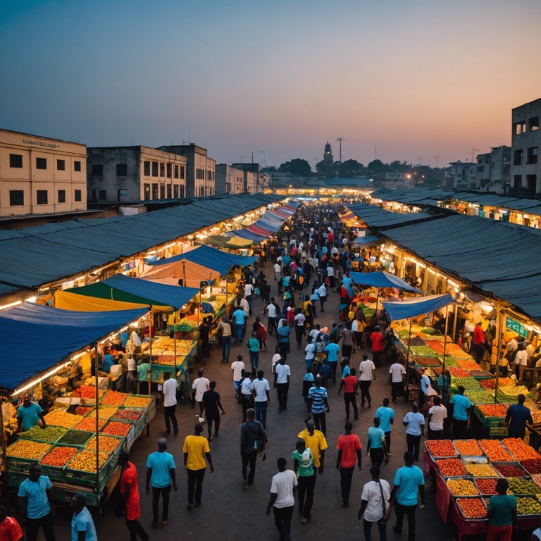 Crafting an auditory journey through the vibrant evening life of an african metropolis, this piece offers a vivid soundscape where traditional meets contemporary in a joyful, spirited expression.