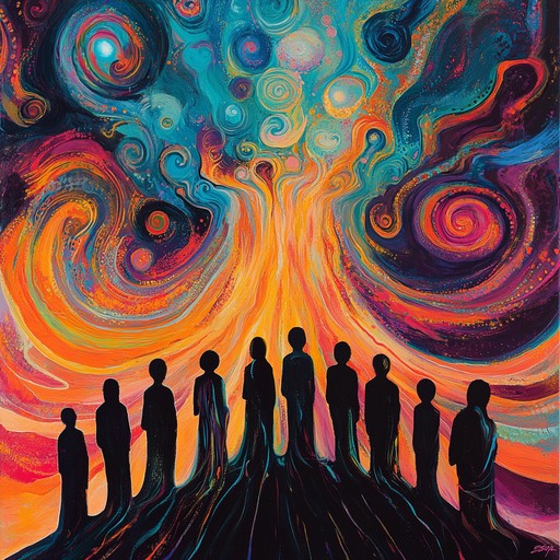 An intense and mystical fusion of gospel choir harmonies with surreal psychedelic layers, delivering a tension filled spiritual sonic odyssey An intense and mystical fusion of gospel choir harmonies with surreal psychedelic layers, delivering a tension filled spiritual sonic odyssey