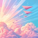 an upbeat tune capturing playful flights through pastel skies