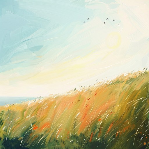 A smooth, light dance pop song with an infectious melody that induces movement, yet remains soothing and calming. Think of a sunny meadow with gentle breezes, where you can effortlessly feel the rhythm of life. Gentle electronic beats combined with breezy synths create a carefree atmosphere perfect for a peaceful dance.