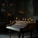 dark harpsichord piece echoing in haunted baroque mansion's halls.