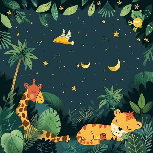 A heartwarming nursery rhyme blending tropical rainforest sounds with soft instrumental melodies. Perfect for calming young children while introducing them to the enchanting ambiance of an exotic jungle. Featuring serene xylophone patterns, gentle flutes, and soft percussion, this piece creates a peaceful and magical atmosphere, ideal for bedtime or quiet time.