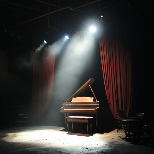An instrumental piece that conjures the atmosphere of an old world cabaret, with a somber piano leading the way through a landscape of shadows and whispers, evoking feelings of nostalgia and melancholy