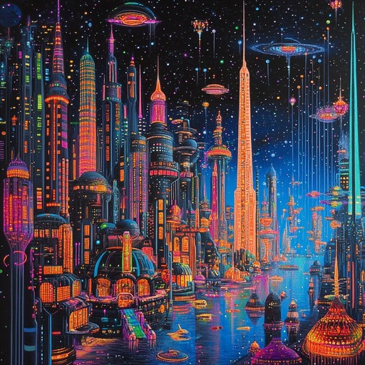 Experience a breathtaking instrumental synthwave composition that captures the grandeur of majestic neon horizons, blending soaring melodies with lush synthesizer textures to create an immersive journey through futuristic cityscapes bathed in radiant light.