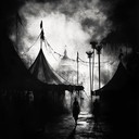 menacing carnival with creepy undertones and dark atmosphere