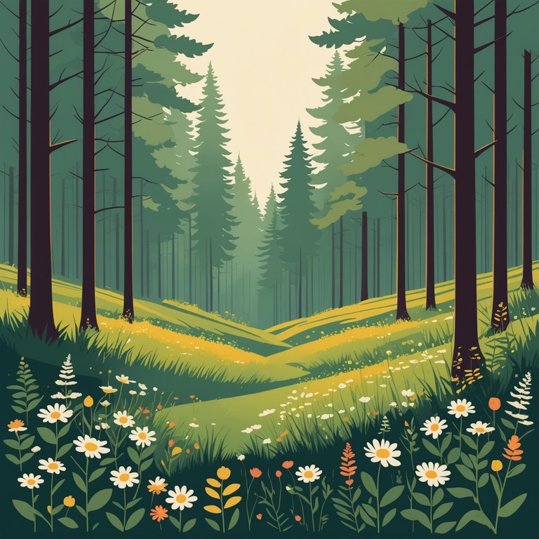 This composition engages the listener with subtle violin strokes that echo the quiet whispers of a secluded grove, supported by a symphony that mimics the gentle sway of ancient trees and the soft, unspoken secrets of the wild.