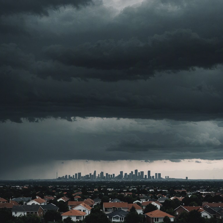Reflecting the edgy dynamic of suburban life clashing with urban chaos, this track embodies the sounds of a storm brewing over the cityscape. Through clever manipulation of tempo and bass, it depicts the unease and tension that fills the air, using the urbane sounds of garage blended with aggressive undertones. The dense atmosphere sets a scene of impending turmoil, akin to a storm ready to break.