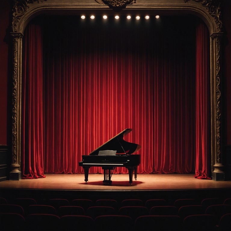 A mystifying blend of eerie melodies and theatrical flair, this track immerses the listener in a smoky, dimly lit cabaret where shadows dance with emotions. Undercurrents of suspense and intrigue weave through the compelling darkness evoked by the haunting clink of a piano's keys, telling tales of forgotten vaudeville echoes and clandestine whispers.